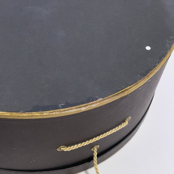 Vintage Fleur de Paris New Orleans Cardboard Hat Box Storage Container Black - Picture 9 of 14
